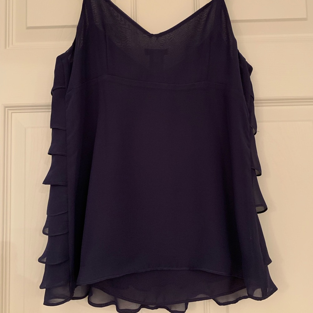 Navy Ruffle Tank - Picture 3 of 4